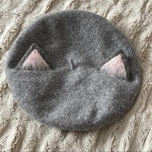 Wool Beret With Pink Ears